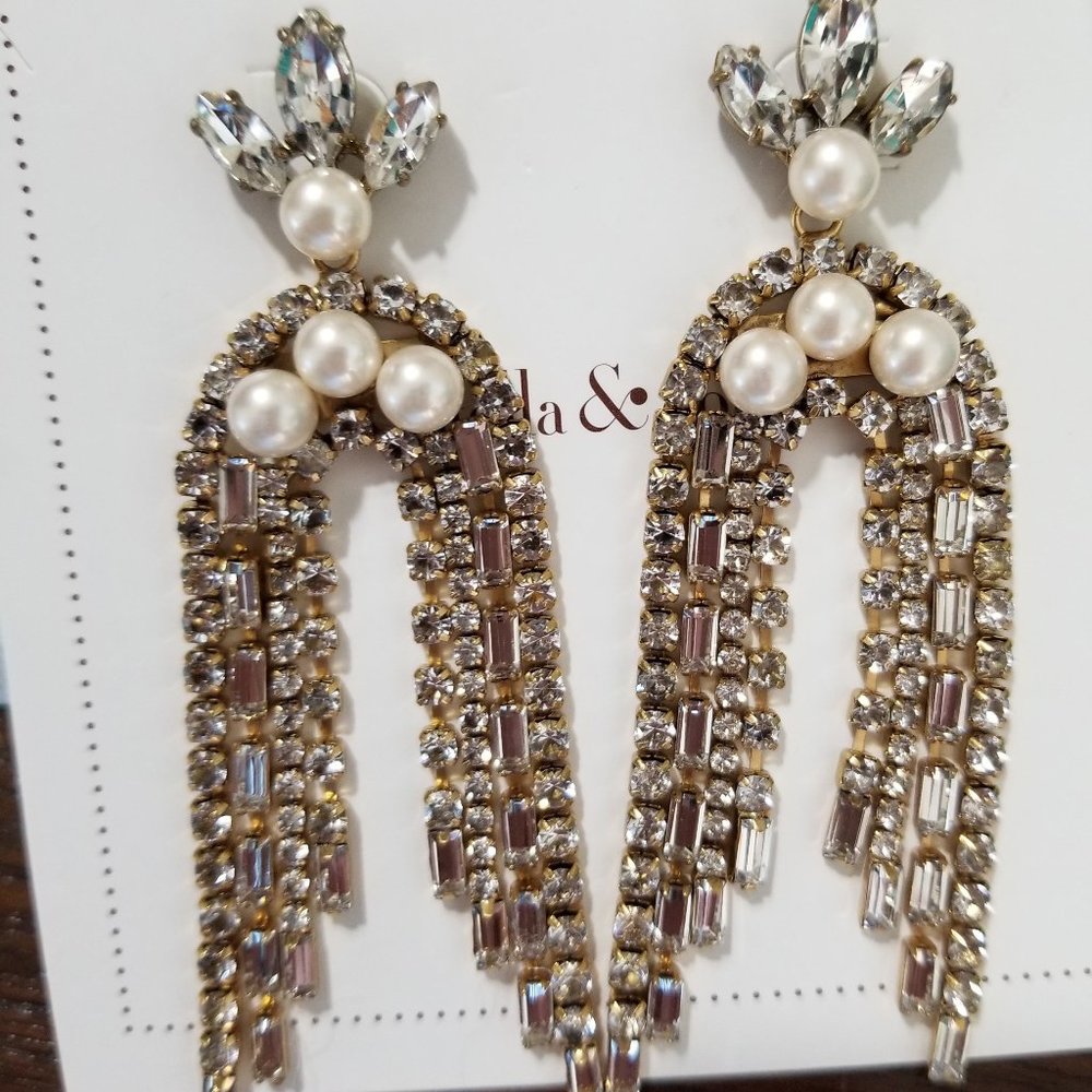 Stella and Dot Crystal Waterfall Earrings - NIB